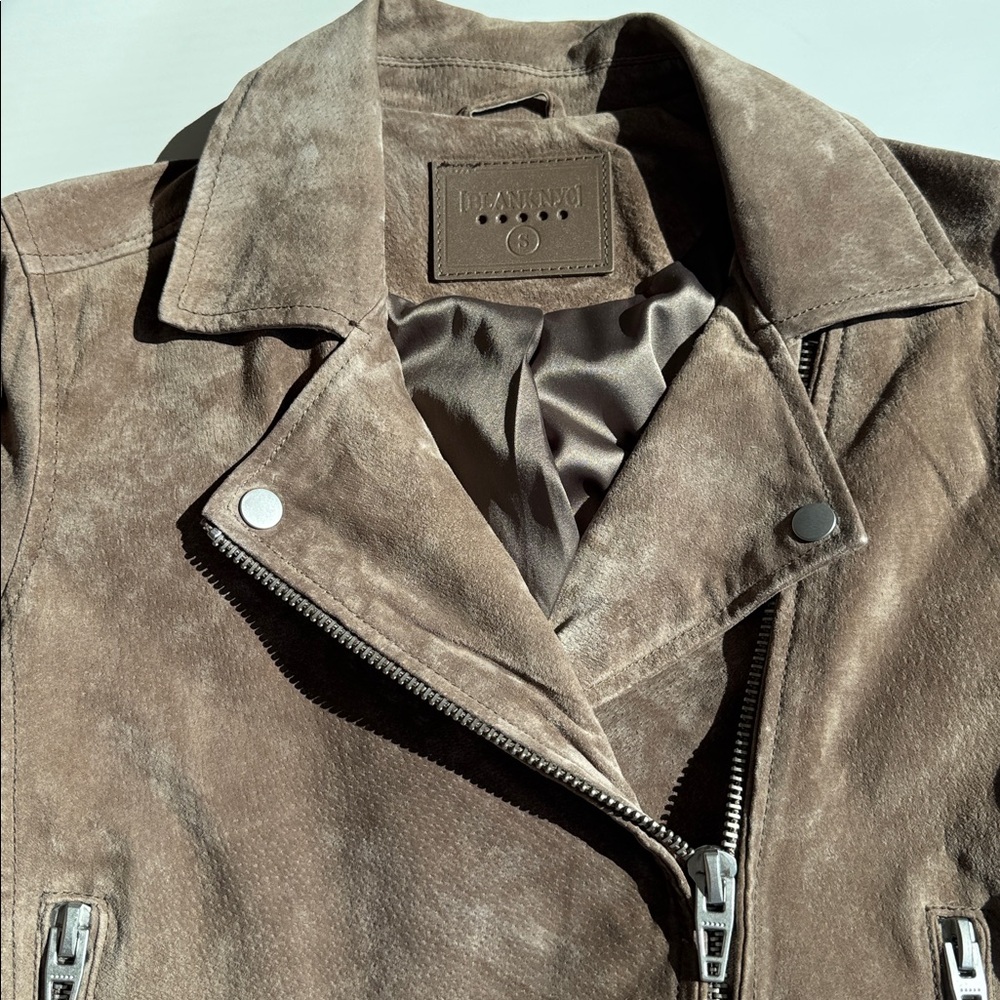 Blank NYC Taupe Light Brown Leather Moto suede Jacket size Small - Picture 2 of 13